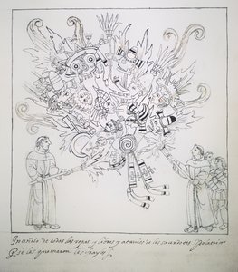 Franciscan Friars Burning Traditional Books and Clothes, from Historia de Tlaxcala by Diego Munoz Camargo