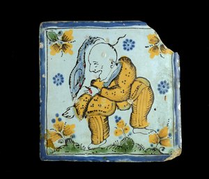 Tile with a grotesque Chinese man, c. 1800 by Mexican School