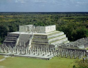View of the Temple of the Warriors (or 1000 Columns) post 150 AD