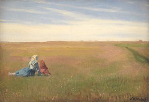 Two Girls in a Field. A Summer’s Day by Michael Ancher