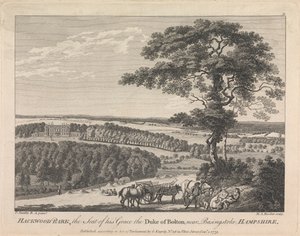 Hackwood Park, the Seat of his Grace the Duke of Bolton near Basingstoke, Hampshire (published by G. Kearsly); page 19 (Volume Two) by Michael Angelo Rooker