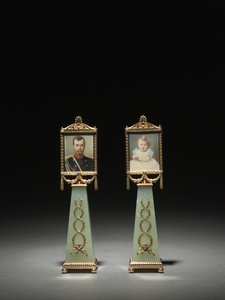 Framed Miniatures: Portrait of Czar Nicholas II and Portrait of Grand Duchess Olga