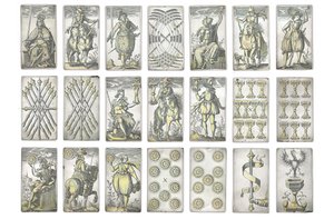 (detail) of an extremely rare set of 52 playing cards engraved in the four Italian suits, Augsburg by Michael Froemmer
