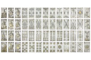 Extremely rare set of 52 playing cards engraved in the four Italian suits, Augsburg