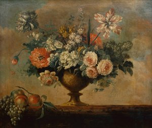 Roses, Tulips, Carnations and Other Flowers in an Urn by Michel Bruno Bellenge