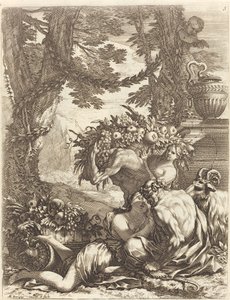 Faun Embracing a Bacchante by Michel Dorigny