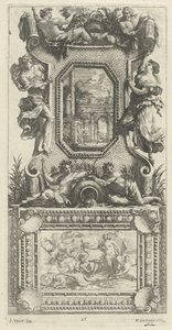 Ornamental Panel Surmounted by a Naiad and a River God by Michel Dorigny, after Simon Vouet