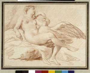 Leda and the Swan by Michel Honore Bounieu