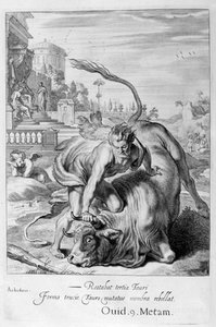 Achelous in the shape of a bull is vanquished by Hercules by Michel de Marolles