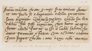 A note in the handwriting of Michelangelo by Michelangelo (after) Buonarroti