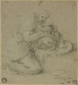 Kneeling Mother Embracing Child by Michelangelo Anselmi