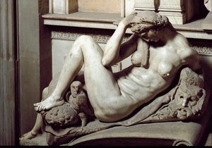 Allegory of the Night. Mausoleum of Giuliano de Medici. Marble Sculpture