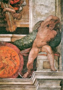 Detail of the Sistine Chapel ceiling in the Vatican, 1508-1512 by Michelangelo Buonarroti