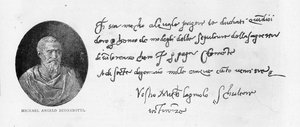 Handwriting and signature of Michelangelo Buonarroti
