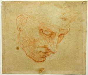 Head Study to the Sistine Chapel ceiling, c. 1509-1510 by Michelangelo Buonarroti