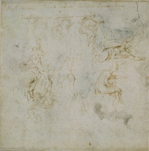 Eight Figure Studies (Recto) / Figure Study (Verso) by Michelangelo Buonarroti