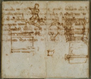 Slight Sketches of Architecture and a Small Figure Study, late 15th-early 16th century by Michelangelo Buonarroti