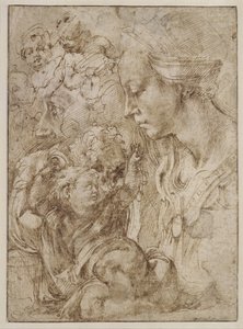 Studies for a Holy Family with John the Baptist as Child by Michelangelo Buonarroti
