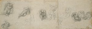 Studies of a sleeping Apostle and other Figures by Michelangelo Buonarroti