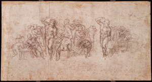 Study of Figures for a Narrative Scene (recto) by Michelangelo Buonarroti