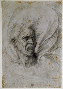 Studying the head of a screaming man by Michelangelo Buonarroti