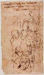 Unidentified Sketch and Handwritten Inscription by Michelangelo Buonarroti