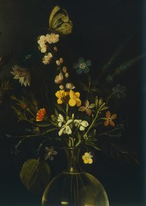 Still life with flowers and fruit