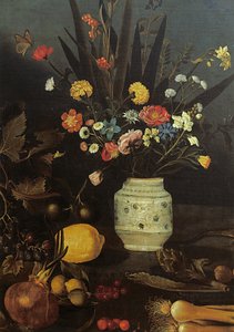 Still life with flowers and plants (detail)