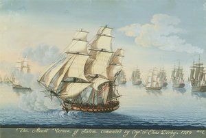 Ship Mount Vernon of Salem Outrunning a French Fleet