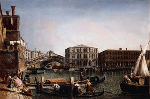 The Rialto Bridge, Venice with the Fondaco dei Tedeschi in the Foreground