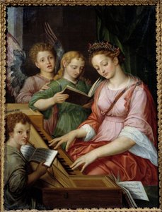 Saint Cecile playing harpsichord