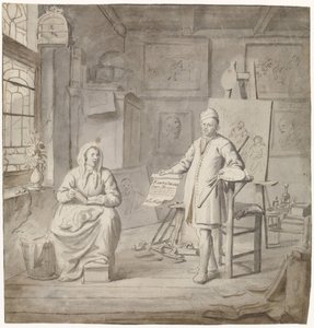 Painter Michiel Comans and His Third Wife Elisabeth van der Mersche in the Studio