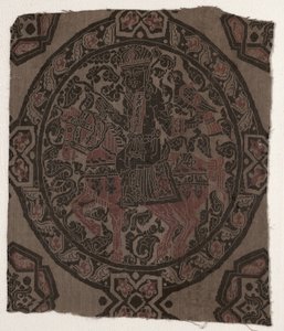Fragment with Equestrian Falconer King, Iran or Iraq, Abbasid period by Middle Eastern