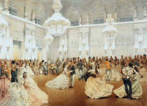 Ball in the Concert Hall of the Winter Palace during the Official Visit of Nasir al-Din Shah in May by Mihaly von Zichy
