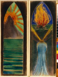 Two Designs for Stained Glass Windows by Mikalojus Ciurlionis