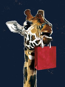 Birthday Giraffe on Midnight Blue