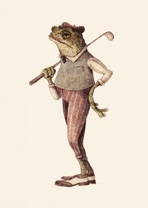 Frog In Vintage Golf Attire by Mike Koubou
