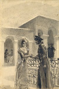 Princess Mary and Grushnitsky. Illustration to the novel A Hero of Our Time by Mikhail Lermontov, 1891 by Mikhail Aleksandrovich Vrubel