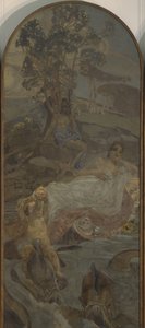 Venus, Amor and Paris Triptych The Judgment of Paris, central part by Mikhail Aleksandrovich Vrubel