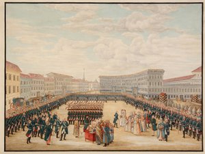 The Consecration of the Banner of the Preobrazhensky Regiment on December 1796 by Mikhail Matveevich Ivanov