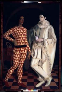 Harlequin and Pierrot (Self-portraits) by Mikhail Nikolayevich Yakovlev