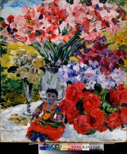Flowers and a doll by Mikhail Nikolayevich Yakovlev