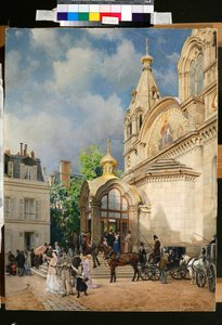 People Leaving an Orthodox Church by Mikhail Yakovlevich Villie