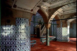 Interior view of the Rustem Pasha Mosque by Mimar Sinan