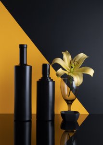 Black Bottles Golden Lily by Ming Chen