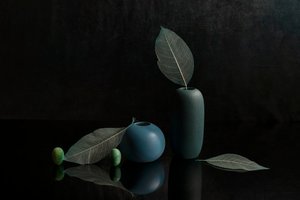 Elegant Still Life Blue Vases by Ming Chen