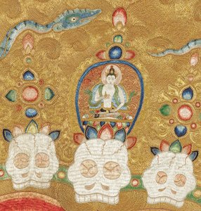 Detail of Imperial Embroidered Silk Thangka by Ming Dynasty Chinese School