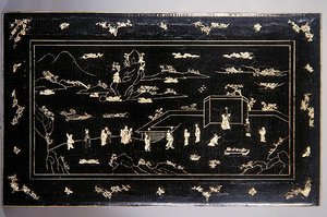 Kang Table Top (lacquered wood inset with bone)