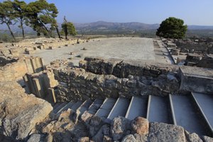 Minoan archaeological site of Phaistos. View over the central court from the north wing