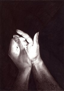 Hands Holding Light by Mirjam Schrei